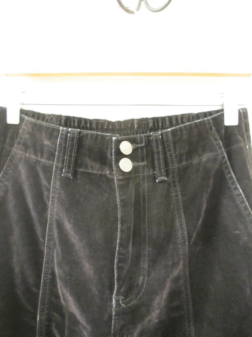 Urban Outfitters BDG Black Velvet Flocked Cargo Pants Y2K Utility Grunge Size 26 - Picture 5 of 11
